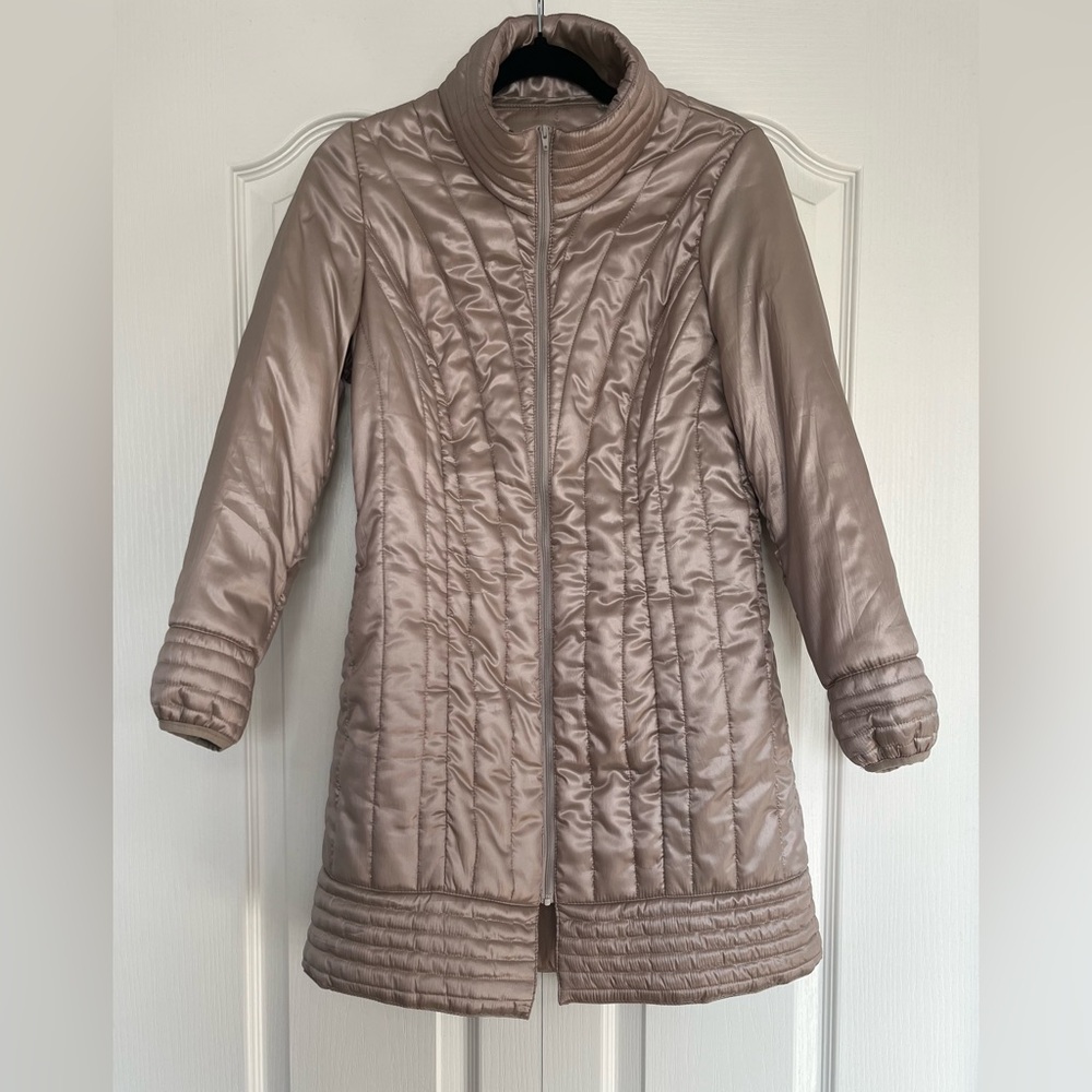 Taupe/Gold tone Quilted Women's Coat Size S